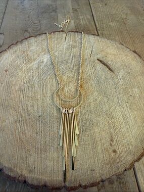 Gold Crescent Fringe Statement Necklace - Women Jewelry